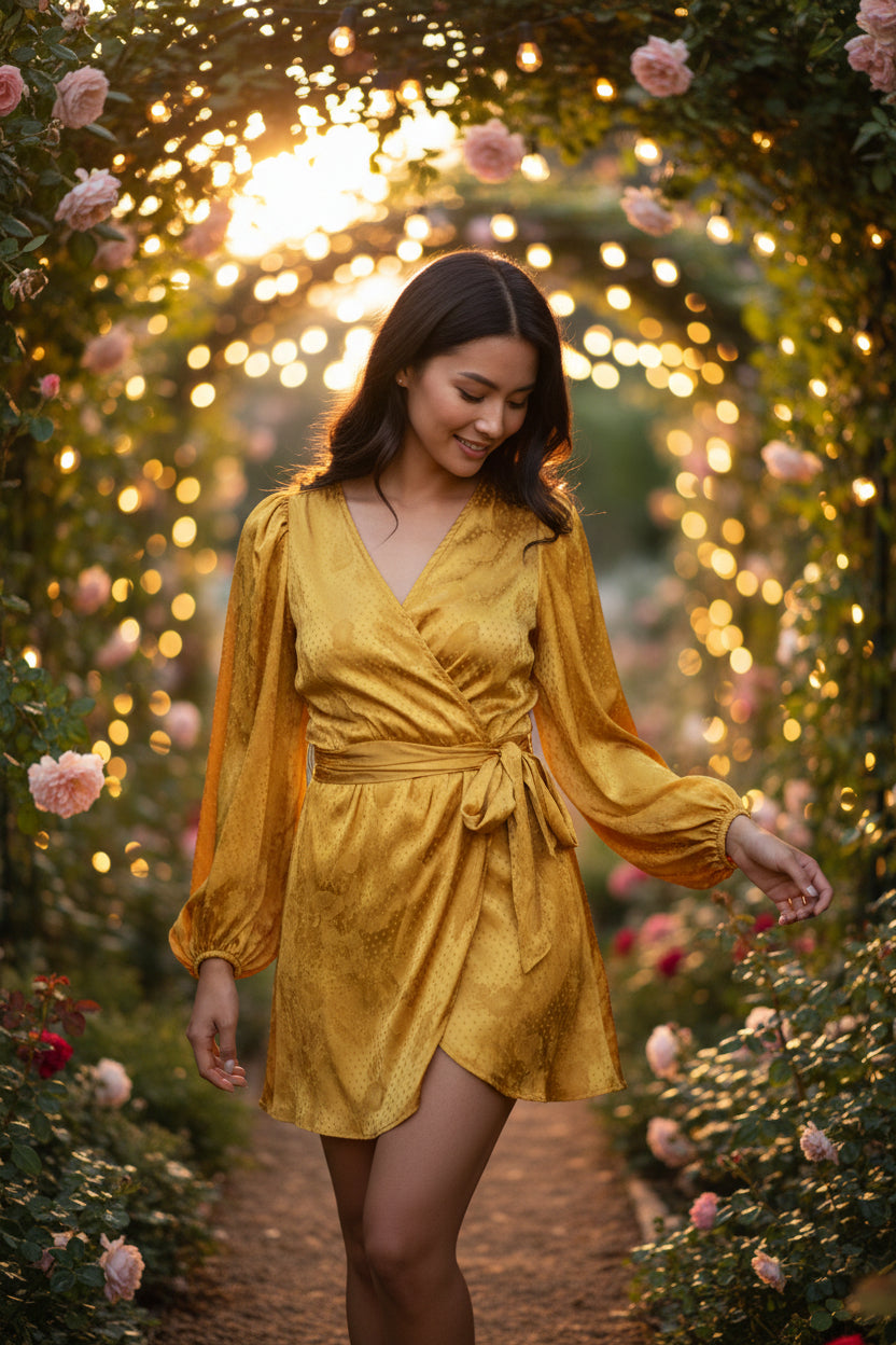 Golden Hour Wrap Mini Dress