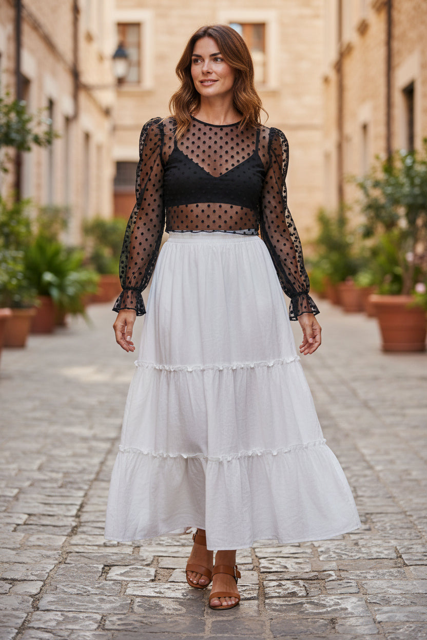 Pure Grace Tiered Midi Skirt