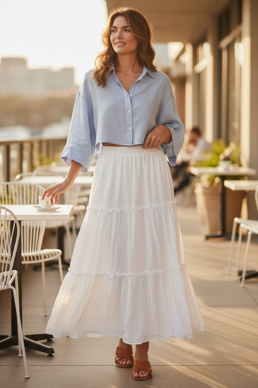 Pure Grace Tiered Midi Skirt