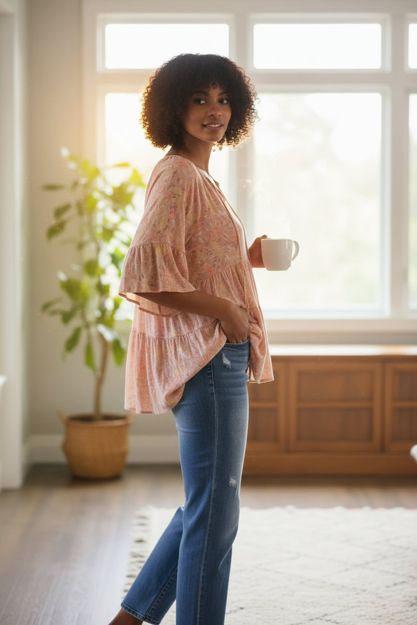 Rose Cloud Tunic Top