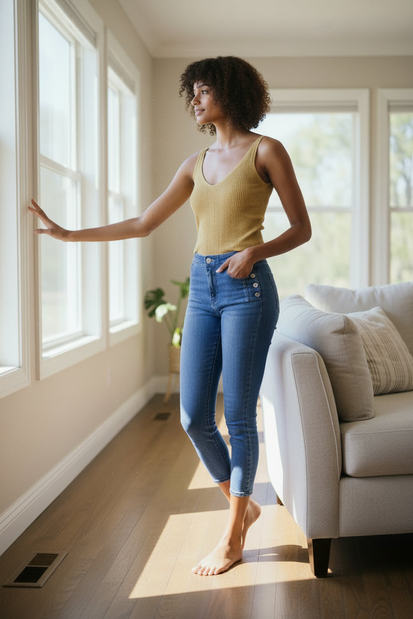 Golden Rise Side-Button Jean