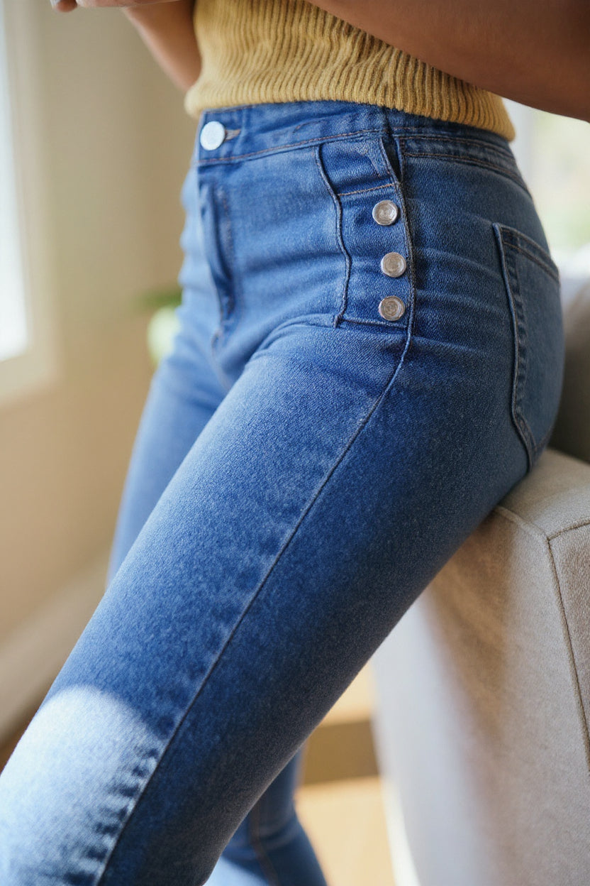 Golden Rise Side-Button Jean