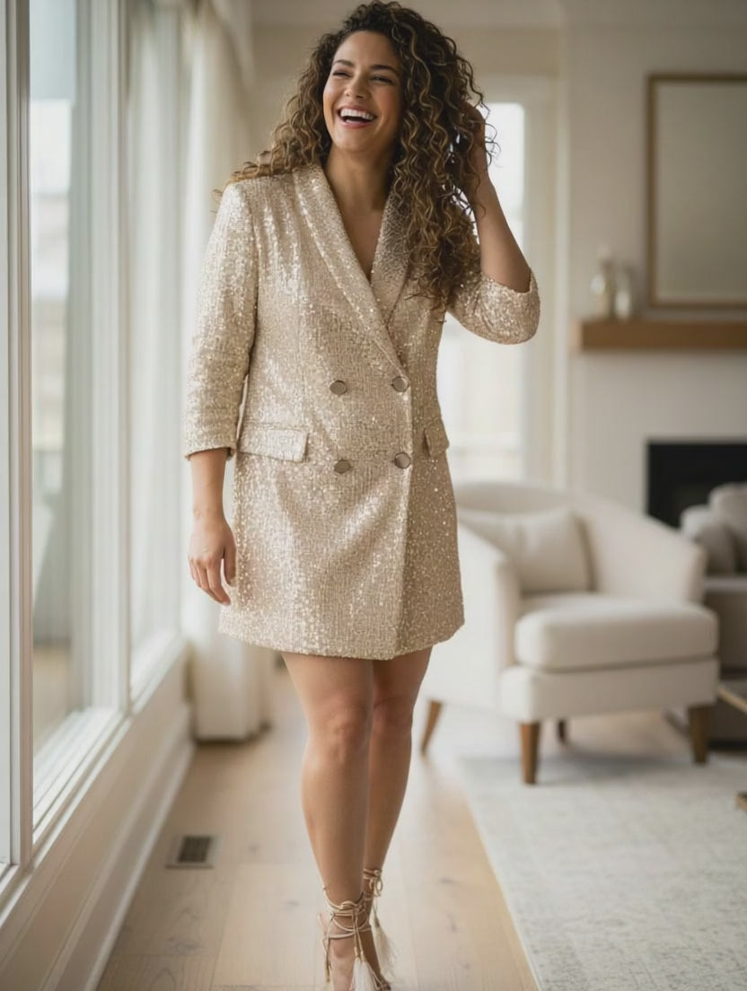 Rose Gold Resolve Sequin Blazer