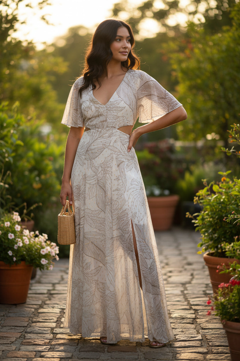 Golden Meadow Cutout Maxi Dress