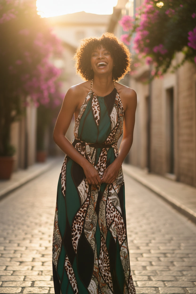 City Siren Halter Maxi Dress