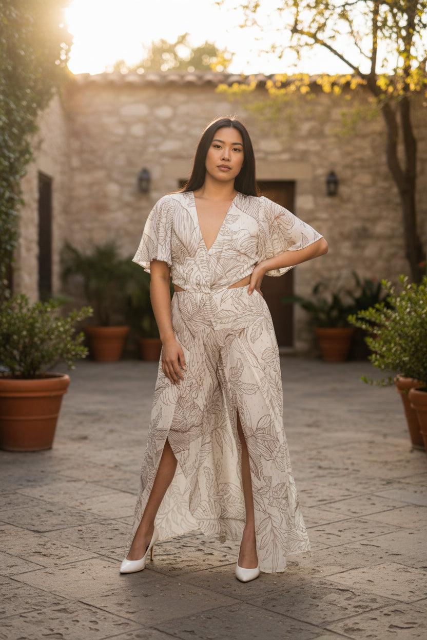 Golden Meadow Cutout Maxi Dress