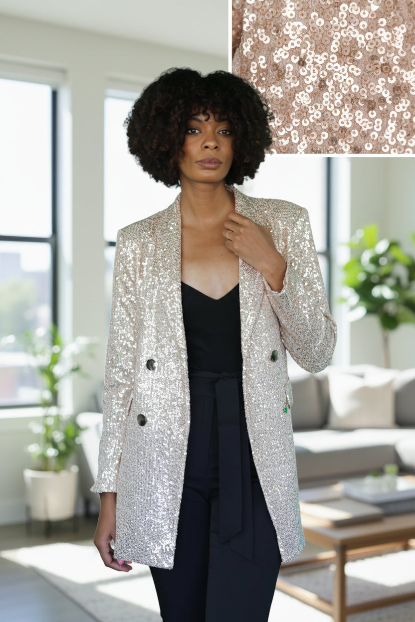 Rose Gold Resolve Sequin Blazer