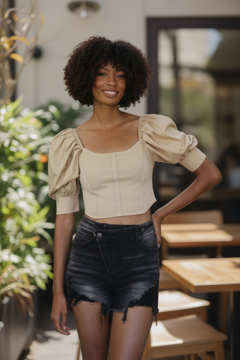 Soft Structure Puff Sleeve Top