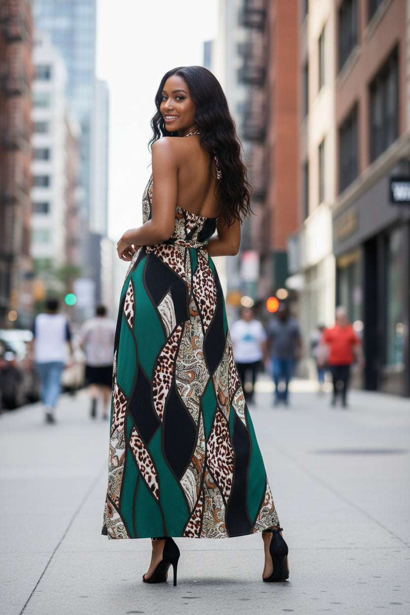 City Siren Halter Maxi Dress
