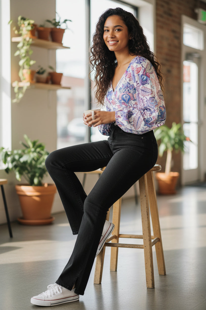Floral V-Neck Cropped Top