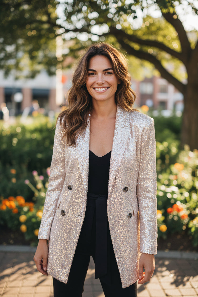 Rose Gold Resolve Sequin Blazer