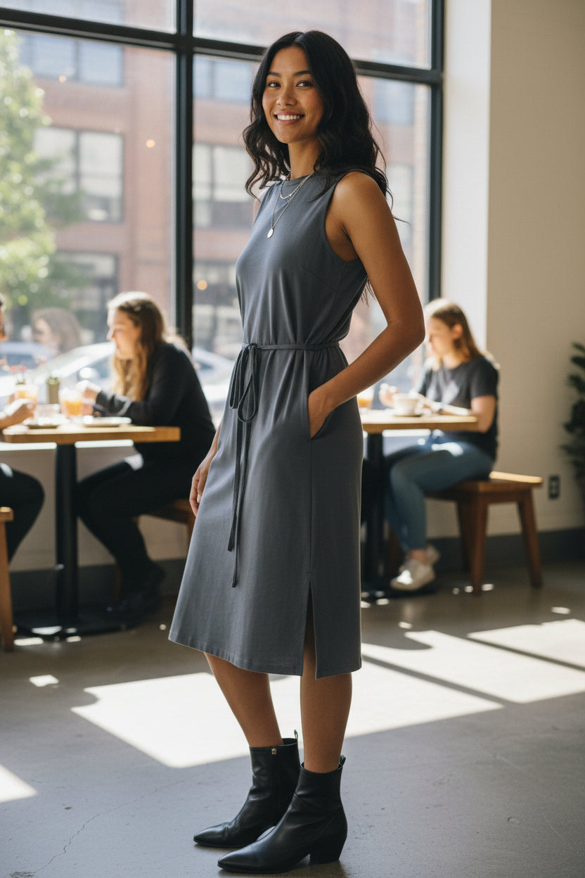 Everyday Ease Belted Midi Dress