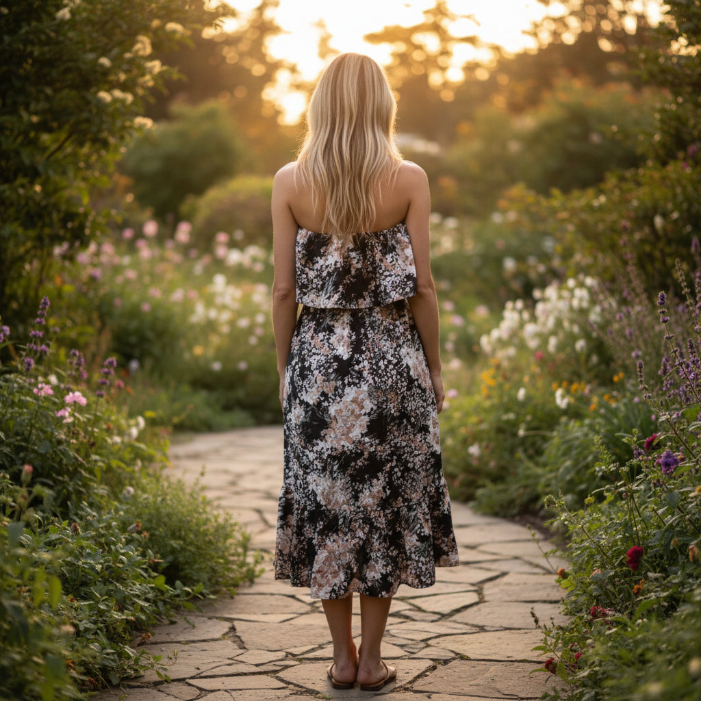 Midnight Garden Midi Dress