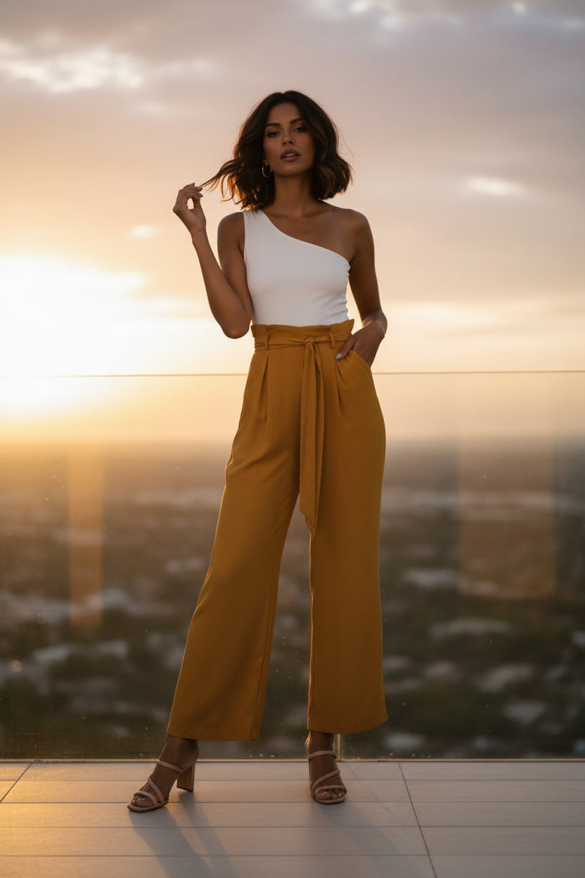 One-Shoulder Sunset Jumpsuit