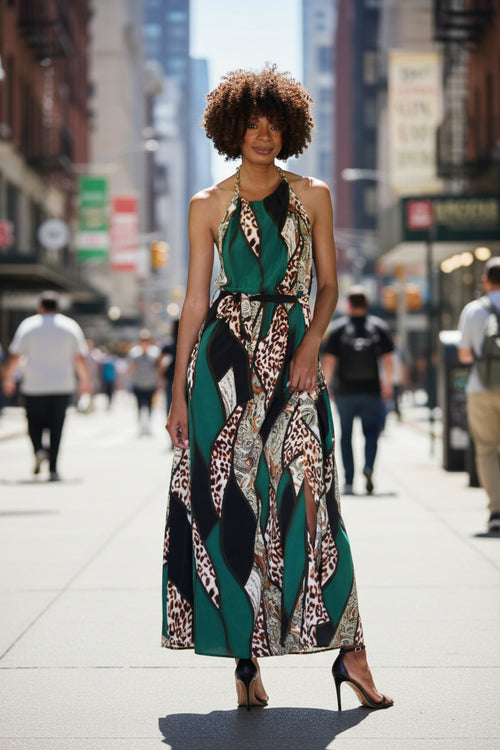 City Siren Halter Maxi Dress