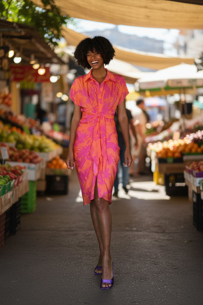 Bright Path Shirt Dress