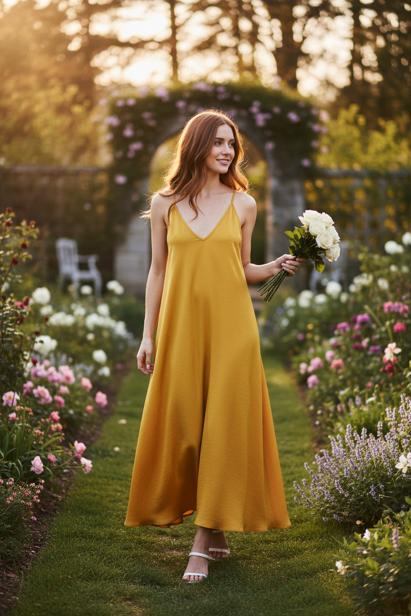 Golden Ease Midi Dress