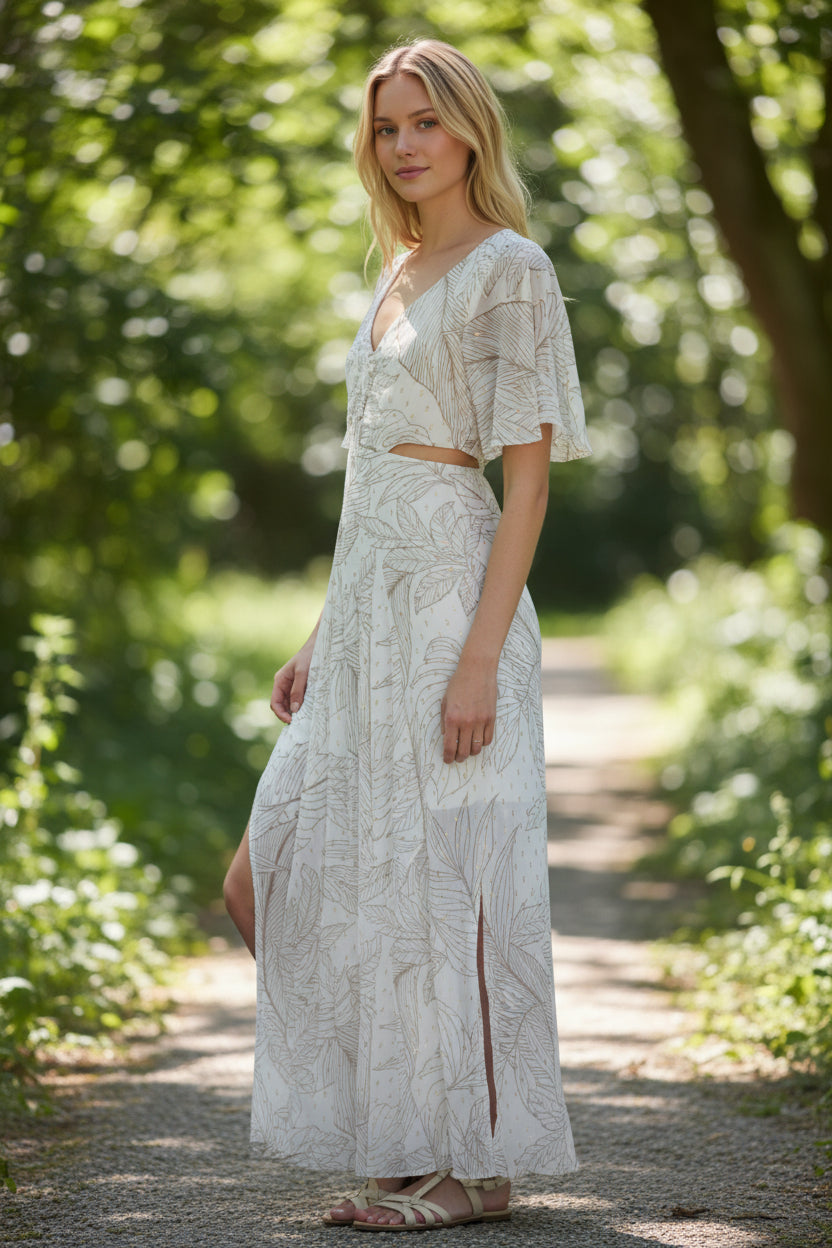 Golden Meadow Cutout Maxi Dress