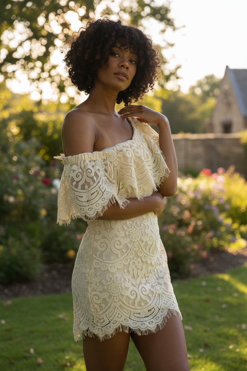 Ivory Bloom Lace Dress
