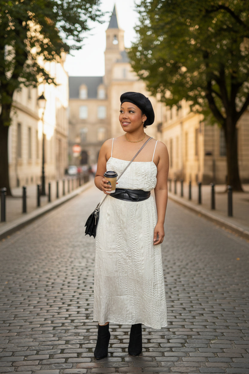 Parisian Whisper Midi Dress